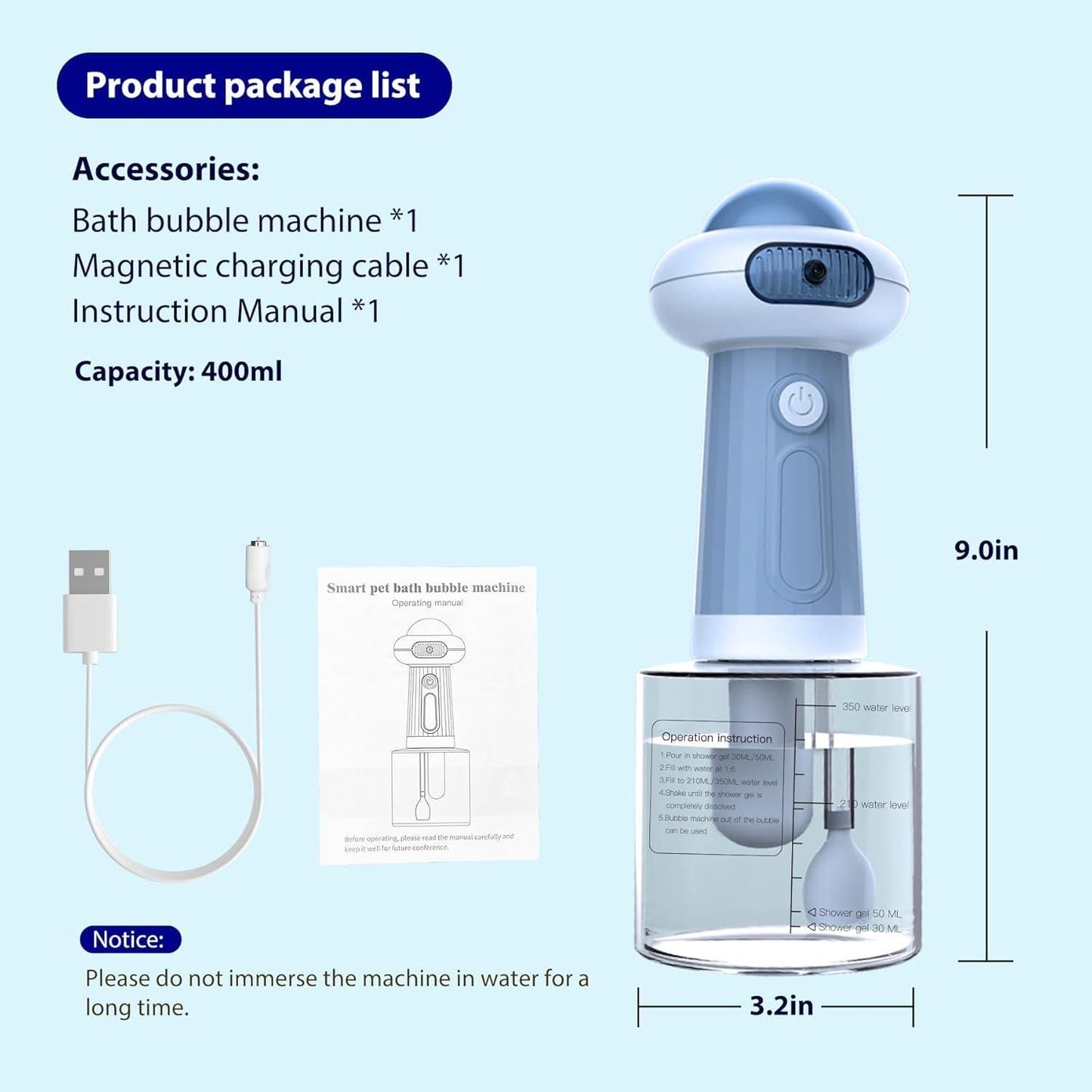 Waterproof Electric Dog Shower with Automatic Soap Dispense